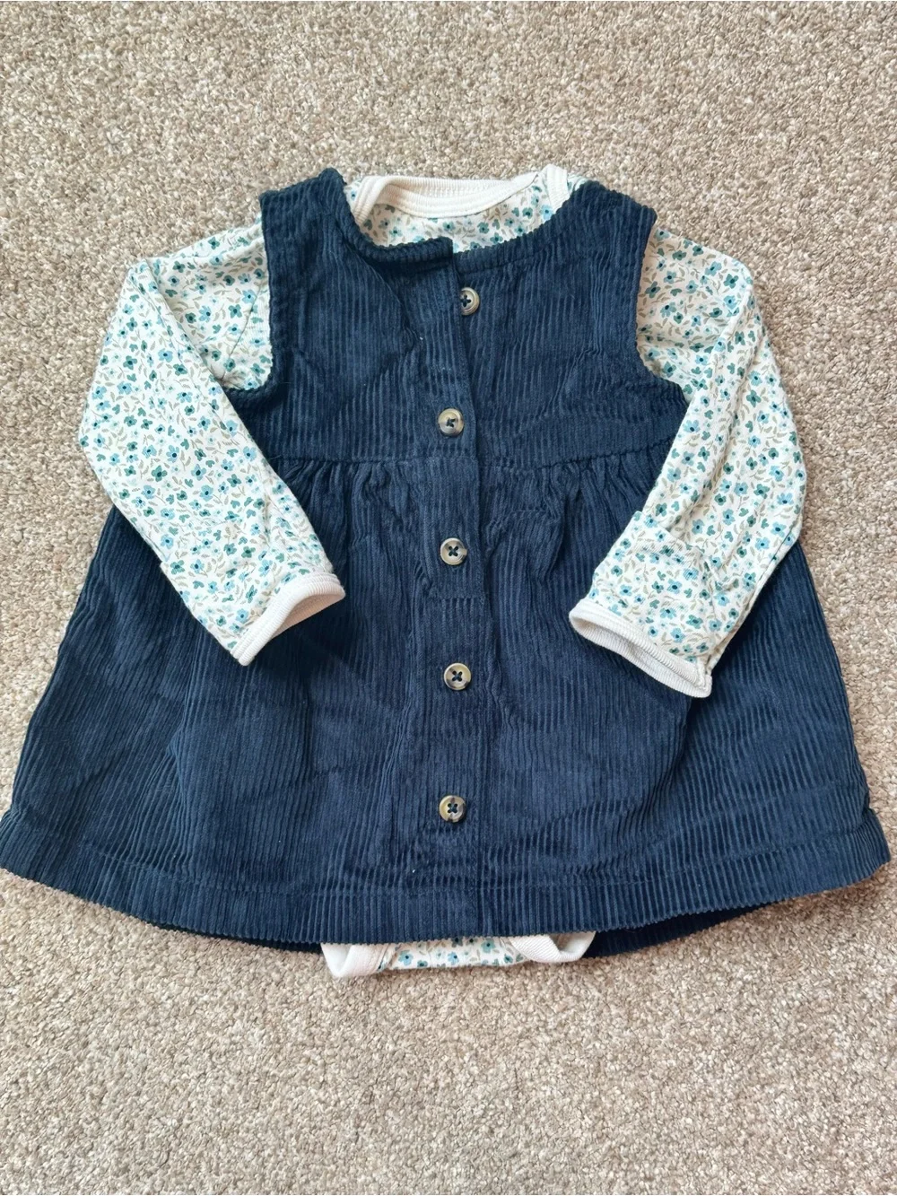 Carter's Baby Girl Navy Corduroy Dress Floral Bodysuit 2 Piece Set 3M Fall